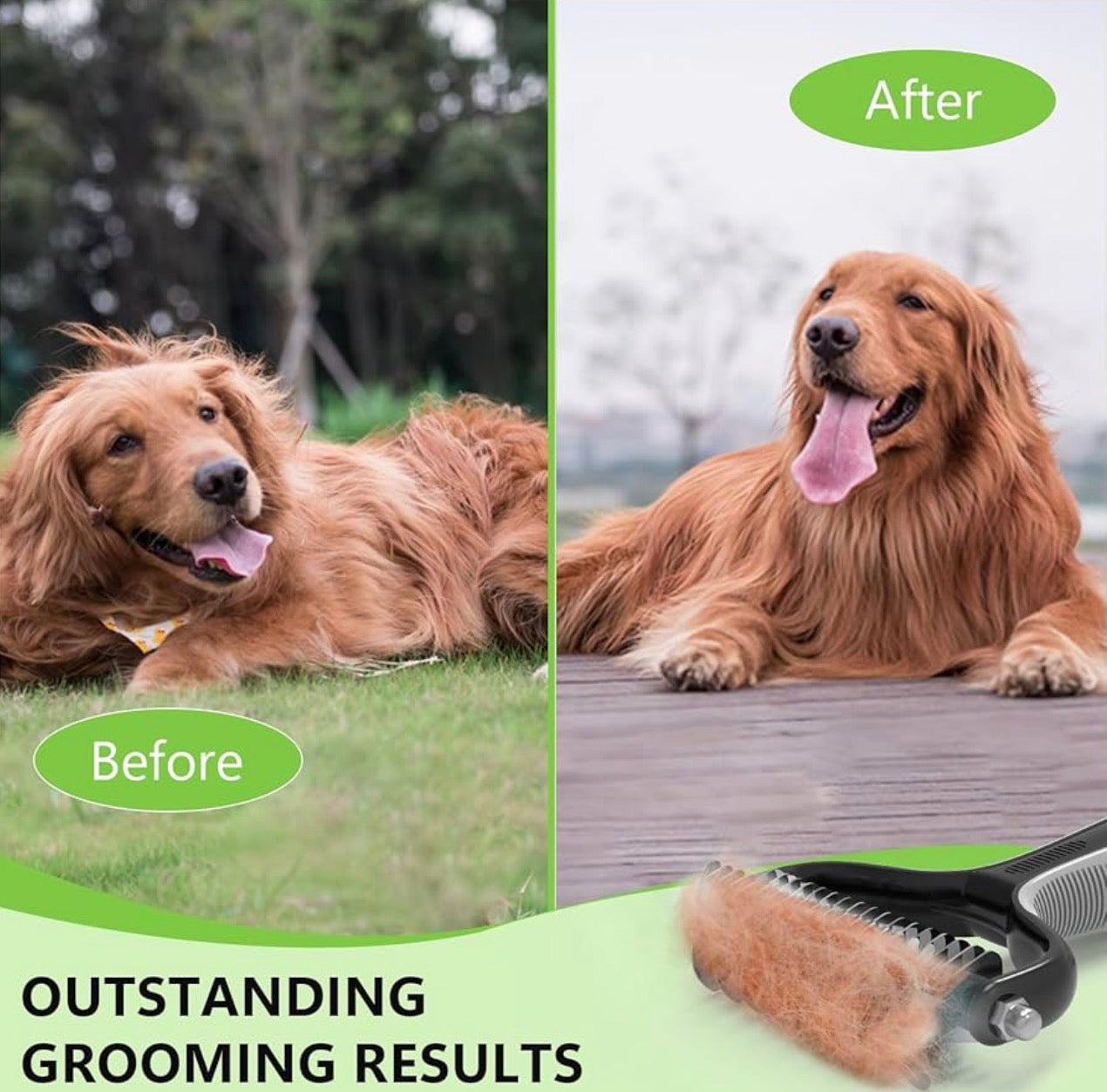Pet Grooming Supplies - 2-in-1 Professional Undercoat Rake and Pet Brush | Staltwo Shedding Control for Long-Haired Dogs and Cats, Deshedding Tool, Knot Removal,Grey