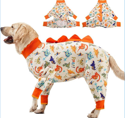 LovinPet Dog Pajamas xtra Large Sized Dog, Recovery Wear, Lightweight Jurassic Knit, UV for Large Dogs/XL