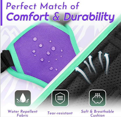 Eagloo Dog Harness for Large Dogs, chest girths between 15-35.4 inches No Pull Service Vest with Reflective Strips and Control Handle, Adjustable and Comfortable for Walking, No Choke Pet Harness with 2 Metal Rings, Purple & Green, L