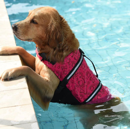 Dog Life Jacket with Rescue Handle, for Swimming, Boating. Adjustable Reflective Puppy Swim Vest with Superior Buoyancy for extra- Large Dogs