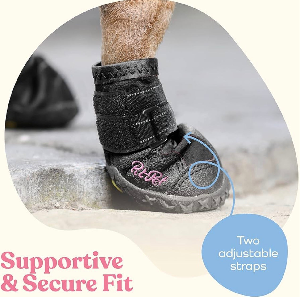 Pit pet Waterproof Dog Shoes -        Size 5: 2.44"Width 2.8"Length Stylish Designed Shoes for Dogs - Dog Boots with Non-Slip Rubber Bottom Protects Paw from Hot or Cold Pavement, Dog Booties with Reflective Straps for Dogs Safety, Puppy Shoes.