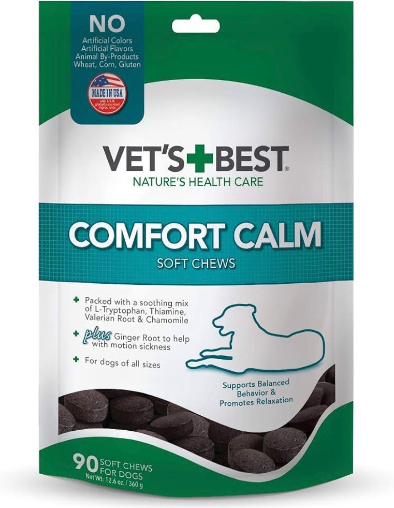 Vet's Best Comfort Calm Calming Soft Chews Dog Supplements - Dog Calming Aid Supports Balanced Behavior - Promotes Relaxation - 90 Day Supply