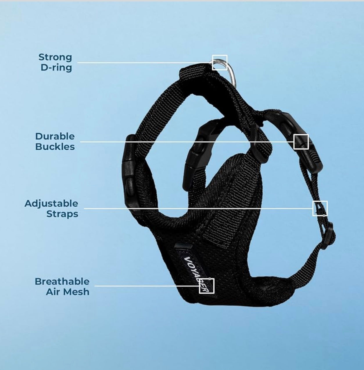 Voyager Step-in Pet Harness        (Chest 15- 18’’)- All Weather Mesh, Adjustable Step in Harness for Cats and Dogs by Best Pet Supplies - Black, S