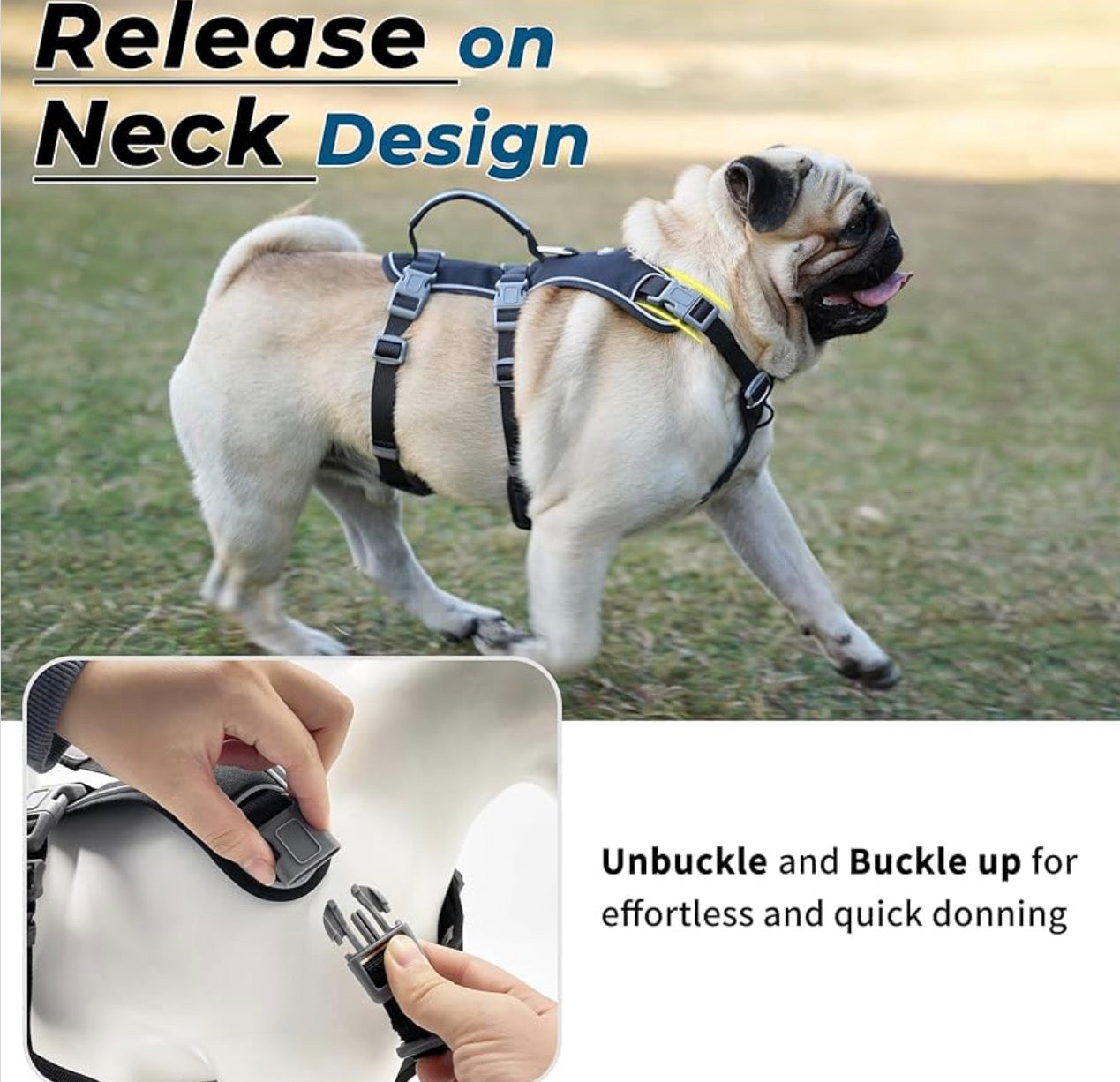 Wuffley Escape Proof Dog Harness and Leash Set, Lightweight Dog Harness with Lift and Assist Handle, No Pull Reflective Pet Vest for Small Medium Dogs, Ideal for Puppy Walking and Training (Black, M)