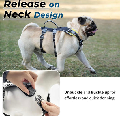 Wuffley Escape Proof Dog Harness and Leash Set, Lightweight Dog Harness with Lift and Assist Handle, No Pull Reflective Pet Vest for Small Medium Dogs, Ideal for Puppy Walking and Training (Black, M)