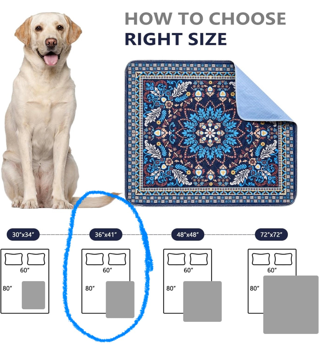 Qeils Washable Pee Pads, Reusable Puppy Pads Super Absorbent Leakproof Training Pads, Non-Slip Wee Wee Pads for Crate, Floor, Potty Pads Feeding Mat 2 Pack 36"x41"