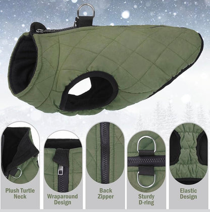 SCENEREAL Winter Dog Vest Coat with Harness Built In, Warm Puppy Jacket for Small Medium Dogs, Cold Weather Coat with Zipper, Fleece Puffer Vest Windproof Snow Clothes