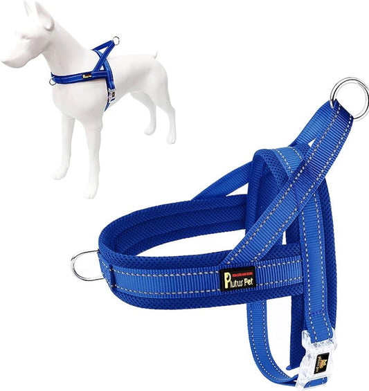 Plutus Pet No Pull Dog Harness (size medium: chest 19.7"-25.2" )with Breathable Mesh Padded, Adjustable Reflective Escape Proof Dog Harness, Quick Fit Dog Vest Harness for Medium  Dogs(M, Navy Blue)