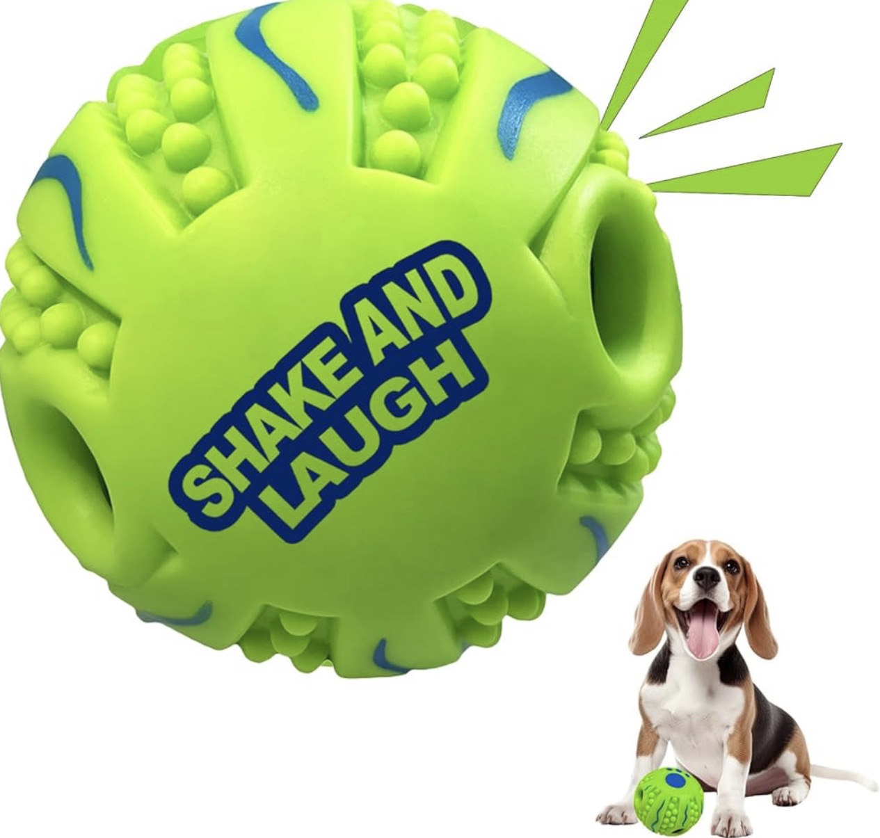 Shake and Laugh Spiky Interactive Dog Toy Ball, Shaking with Gibbering Sound, for Training, Teeth Cleaning & Herding, 8.8 cm