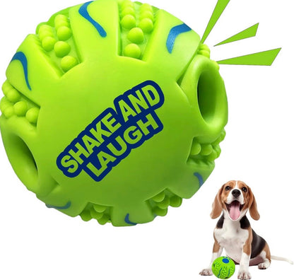 Shake and Laugh Spiky Interactive Dog Toy Ball, Shaking with Gibbering Sound, for Training, Teeth Cleaning & Herding, 8.8 cm
