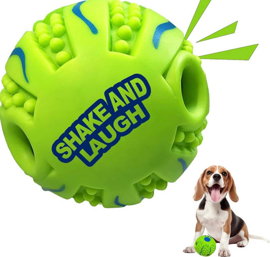 Shake and Laugh Spiky Interactive Dog Toy Ball, Shaking with Gibbering Sound, for Training, Teeth Cleaning & Herding, 8.8 cm