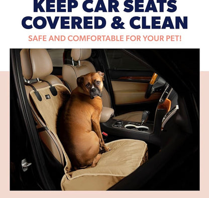 Active Pets Dog Car Seat Cover, Waterproof Front Seat Protector for SUV Truck Sedan, Pet Safety Travel Comfort System with Universal Fit, Beige