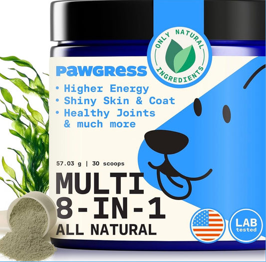 8-in-1 Dog Multivitamin – 100% Natural Supplement Powder with Colostrum for Healthy Skin, Joints & Energy – Crafted by Dog Nutritionist Kayla Kowalski, Made in USA – 30 Scoops