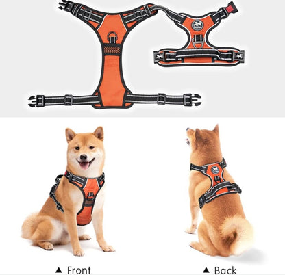 PoyPet No Pull Dog Harness, ( Orange-size XL) No Choke Front Clip Dog Reflective Harness, Adjustable Soft Padded Pet Vest with Easy Control Handle