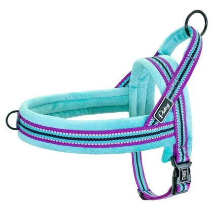 Didog Soft Flannel Padded Dog Vest Harness, Medium :Chest for 21-27.5"  Escape Proof/Quick Fit Reflective Dog Strap Harness,Easy for Walking Training(Blue,M)