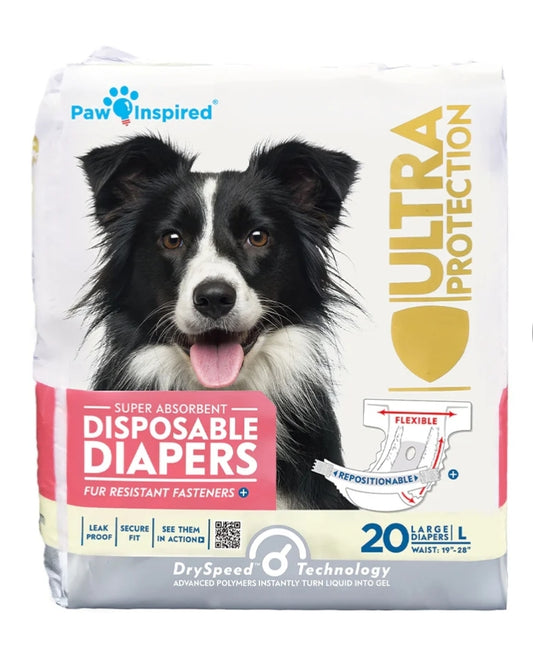 Paw Inspired/ Ultra Protection/ Super Absorbent Disposable Diapers/ Large (20 piece)