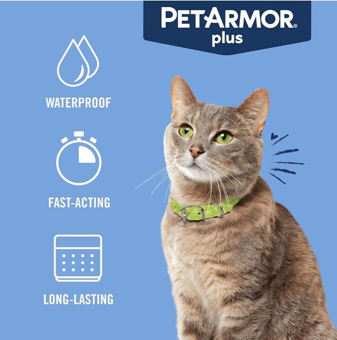 PetArmor Plus Flea and Tick Prevention for Cats, Cat Flea and Tick Treatment, 6 Doses, Waterproof Topical, Fast Acting, Cats Over 1.5 lbs