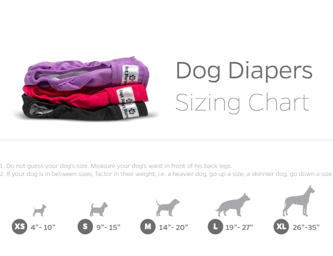 Pet Parents Premium Washable Dog Diapers & Extendrs, (3pack) of Female Dog Diapers, Color: Princess, Size: Small Dog Diapers Female