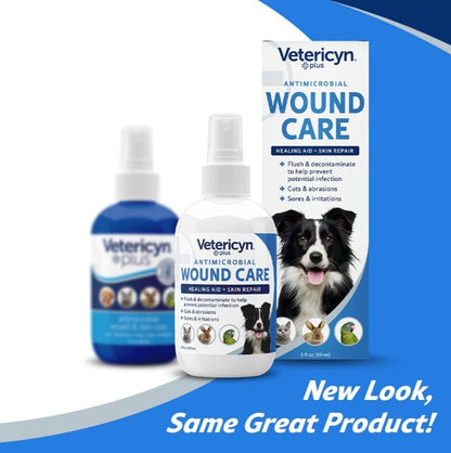 Vetericyn Plus Dog Wound Care Spray | Healing Aid and Skin Repair, Clean Wounds, Relieve Dog Skin Allergies, Safe for All Animals. 3 ounces