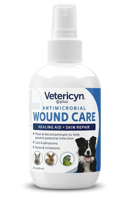 Vetericyn Plus Dog Wound Care Spray | Healing Aid and Skin Repair, Clean Wounds, Relieve Dog Skin Allergies, Safe for All Animals. 3 ounces