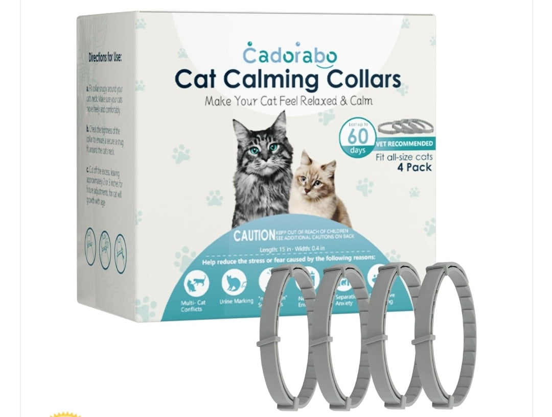 Calming Collar for Cats Cat Pheromone Calming Collar Stress and Anxiety Relief Lasts 30 Days Calm Collar Cat Adjustable Appeasing Calming Collar for Kitten Kitty Calm Collar Make Cat Relaxed 4 Pack