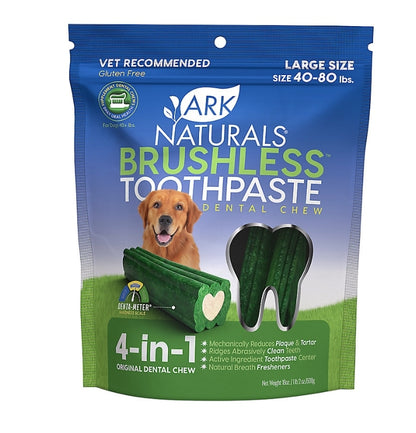 Ark Naturals Brushless Toothpaste 4-in-1 Large Dog Dental Chews - 40+ lbs.