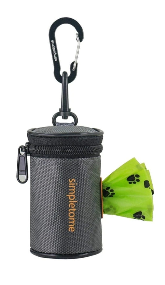 Simpletome Dog Waste Bag Dispenser for Leash Belt Waterproof 1680D Oxford YKK Zipper (Grey)