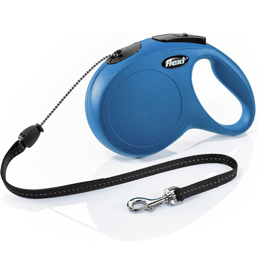 Flexi New Classic Retractable Dog Leash (Cord), 26 ft,16ft, & 9ft for small breeds, Blue and light blue