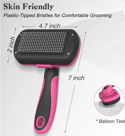 Swihauk Self Cleaning Slicker Brush for Dogs &amp; Cats  Skin Friendly Grooming Cat Brush  Dog Brush for Shedding  Deshedding Brush  Hair Brush Puppy Brush for Haired Dogs