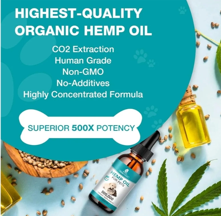 Pet Hemp Oil for Dogs and Cats- Anxiety, Stress Pain Holistic Inflammation Relief - for Joint Hip Аrthritis, Calming Oil Drop, Organic Pets Treats