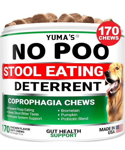 No Poo Chews for Dogs - 170 Ct - Coprophagia No Poop Eating Deterrent For Dogs - Prevent Dog from Eating Poop - Stop Eating Poop for Dogs - Forbid for Dogs Supplement - Probiotics & Digestive Enzymes