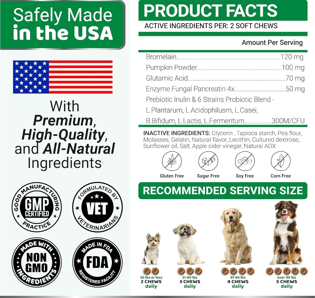 No Poo Chews for Dogs - 170 Ct - Coprophagia No Poop Eating Deterrent For Dogs - Prevent Dog from Eating Poop - Stop Eating Poop for Dogs - Forbid for Dogs Supplement - Probiotics & Digestive Enzymes