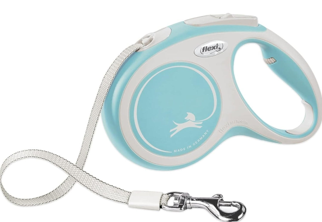 Flexi New Classic Retractable Dog Leash (Cord), 26 ft,16ft, & 9ft for small breeds, Blue and light blue