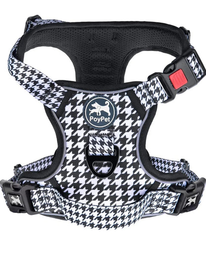 PoyPet No Pull Dog Harness, No Choke Front Clip Dog Reflective Harness, Adjustable Soft Padded Pet Vest with Easy Control Handle