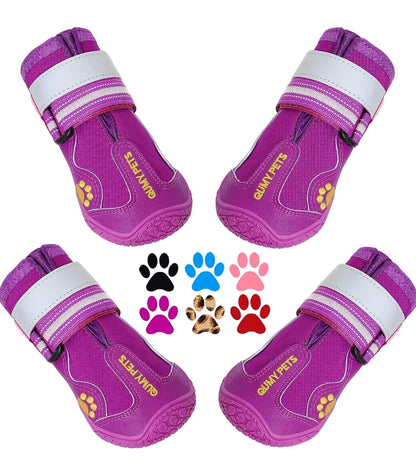 QUMY Dog Shoes for Large Dogs, Medium Dog Boots & Paw Protectors for Winter Snowy Day, Summer Hot Pavement, Waterproof in Rainy Weather, Outdoor Walking, Indoor Hard floors Anti Slip Sole Black available in Sizes 5,3,4, and 2