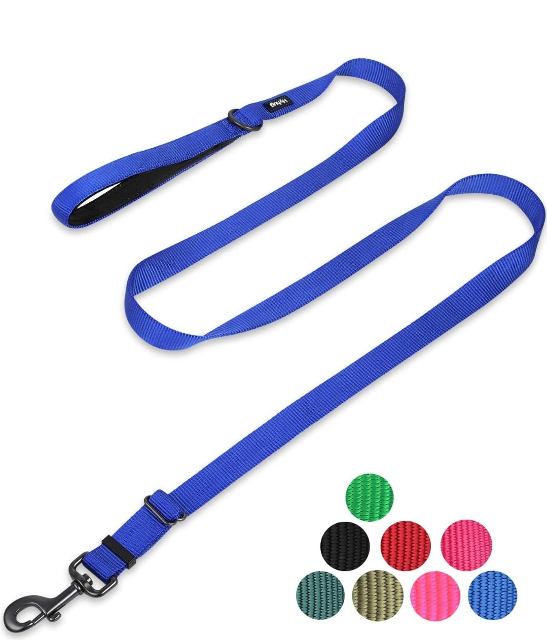 Hyhug Pets Adjustable 6 Feet Leash with Super Soft Neoprene Padded Handle - Heavy Duty Nylon Lead for Medium Large Giant Dogs Professional Training and Daily Use Walking. (Large, Blue)