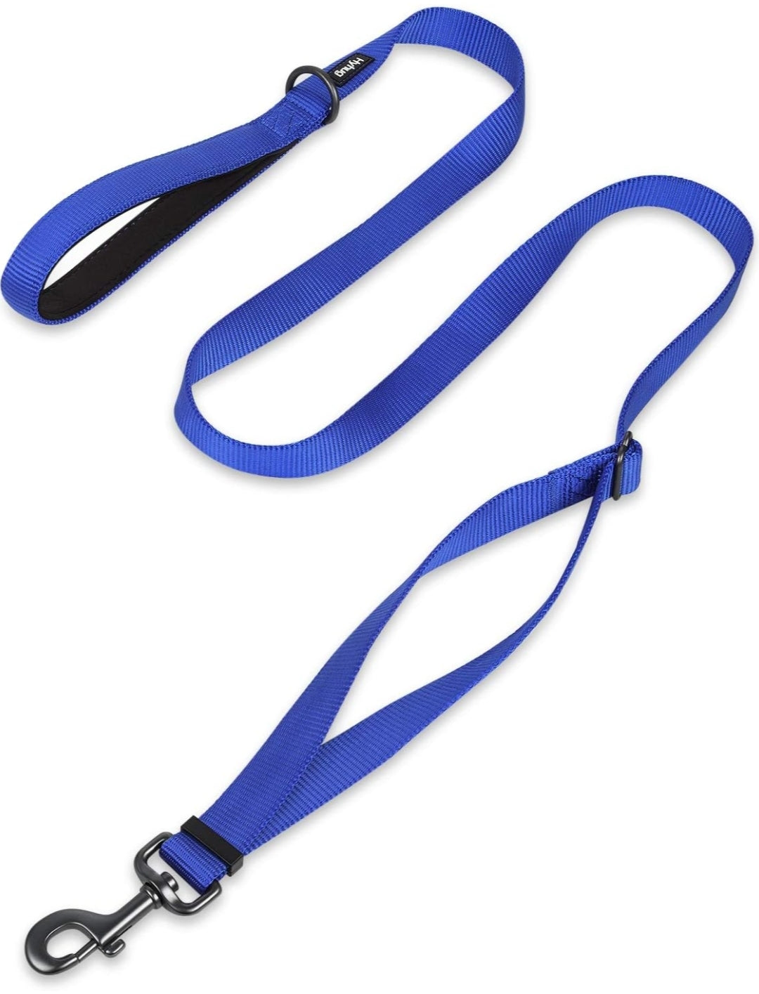 Hyhug Pets Adjustable 6 Feet Leash with Super Soft Neoprene Padded Handle - Heavy Duty Nylon Lead for Medium Large Giant Dogs Professional Training and Daily Use Walking. (Large, Blue)