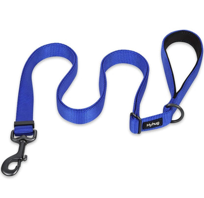 Hyhug Pets Adjustable 6 Feet Leash with Super Soft Neoprene Padded Handle - Heavy Duty Nylon Lead for Medium Large Giant Dogs Professional Training and Daily Use Walking. (Large, Blue)