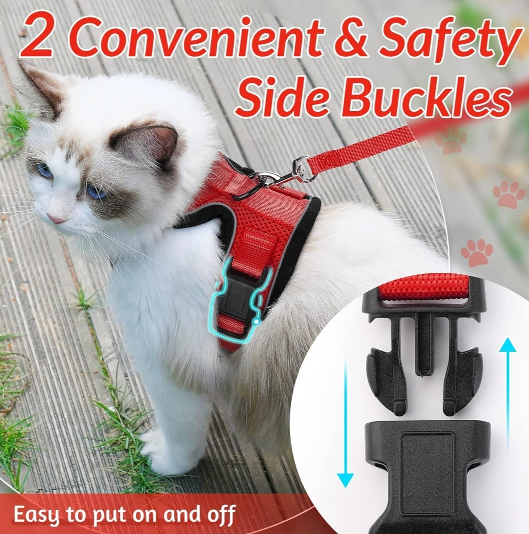 rabbitgoo Cat Harness and Leash for Walking, Escape Proof Soft Adjustable Vest Harnesses for Cats, Easy Control Breathable Reflective Strips Jacket