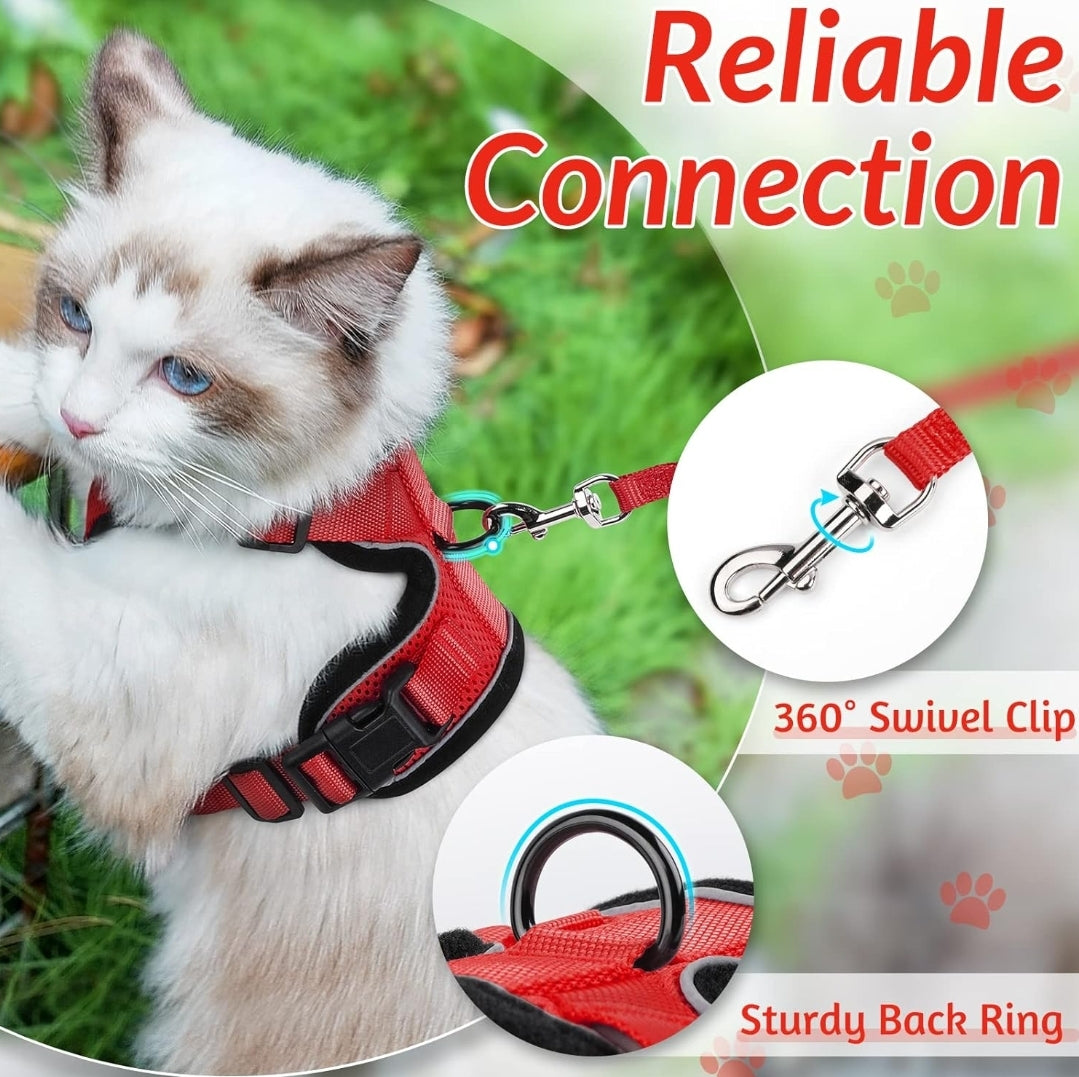 rabbitgoo Cat Harness and Leash for Walking, Escape Proof Soft Adjustable Vest Harnesses for Cats, Easy Control Breathable Reflective Strips Jacket