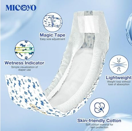 Micoyo Disposable MALE Wraps/ Ultra Absorbent/ Comfortable/ Light Weight Xtra small 20 piece