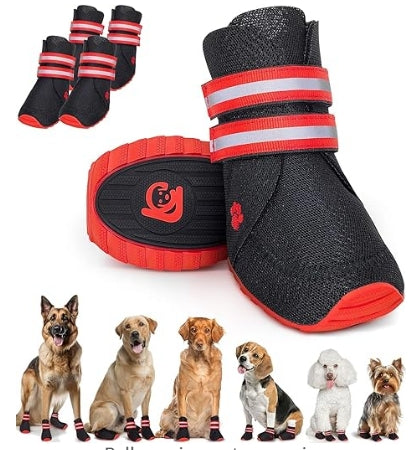 Bixie Breathable Anti-Slip Dog Shoes for  Large Dogs/Dog Boots for Summer Hot Pavement, Hiking, Rain, Heat & General Paw Protection