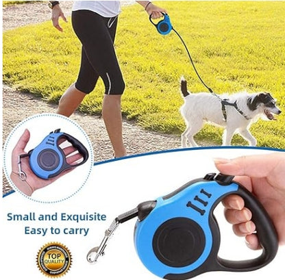 Retractable Dog Leash for Medium - Small Dogs and Cats 10 FT Tangle Free, Heavy Duty Walking Leash with Anti Slip Handle, Pause and Lock Strong Nylon Tape