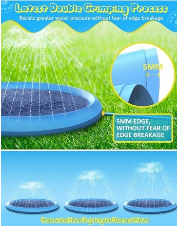 Raxurt Splash Pad, Anti-Slip Splash Pad for Dogs. Thickened Dog Pool Splash Sprinkler Pad Durable Summer Outdoor Water Toys for Pets