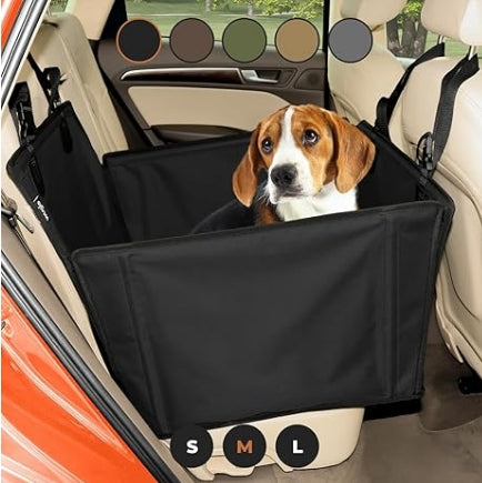 Extra Stable Dog Car Seat - Reinforced Car Dog Seat for Medium-Sized Dogs with 4 Fastening Straps - Robust and Waterproof Pet Car Seat for The Back Seat of The Car (Medium Size, Black)