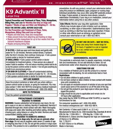 K9 Advantix II Vet-Recommended Flea, Tick & Mosquito Treatment & Prevention for Large Dogs, Count of 4