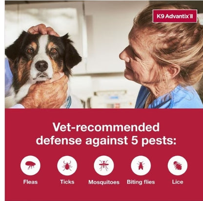 K9 Advantix II Vet-Recommended Flea, Tick & Mosquito Treatment & Prevention for Large Dogs, Count of 4