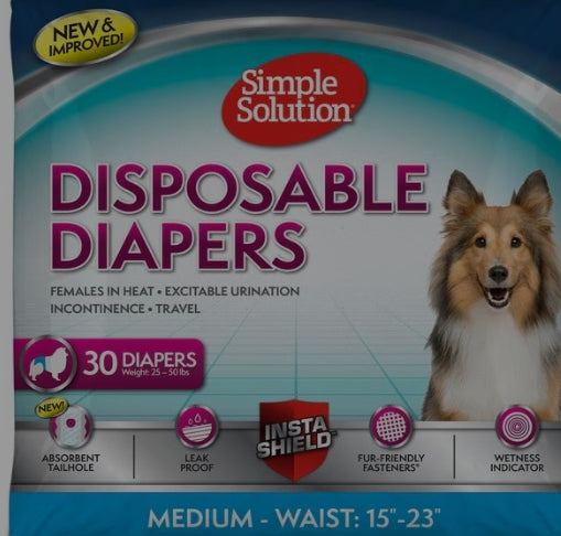 Simple Solution Disposable Female Dog Diapers 30 piece & 12 piece