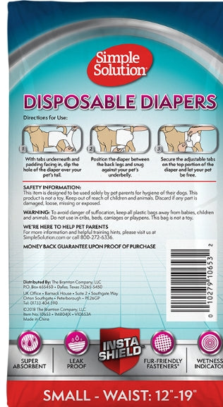 Simple Solution Disposable Female Dog Diapers 30 piece & 12 piece