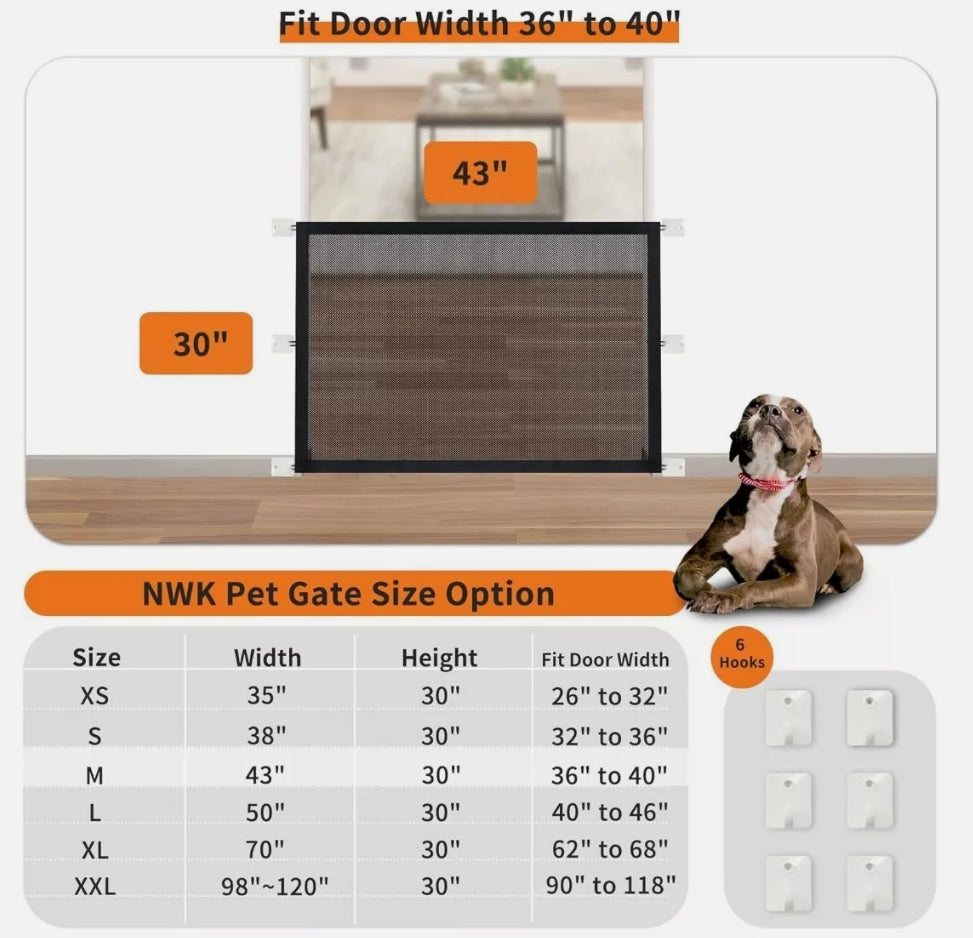 NWK Magic Pet Gate for the House Stairs Providing a Safe Enclosure 43" X 30"